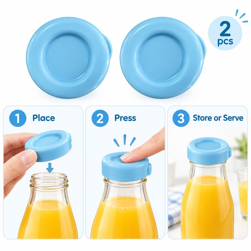 Silicone Bottle Caps for Compatible Glass Milk Bottles – 2-Piece
