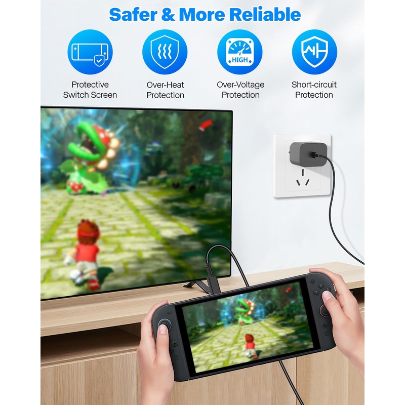 Netzteil für Switch 2/Switch, 60W 1.5M AC-Adapter Schnellladung Switch Charging