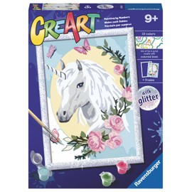 Ravensburger - CreArt D Series Unicorn Portrait Paint by Numbers Includes Pre-Printed Blackboard, Brushes, Paints and Accessories, Creative Game for Children Aged 9+