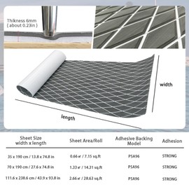 KXKZREN EVA Foam Boat Flooring Decking Sheet 6mm Thick Diamond Anti-Slip Marine Flooring Mat Self Adhesive Deck Pad for Bass Boat Yacht Motorboat RV Cooler Tops, 74.8"x27.6"