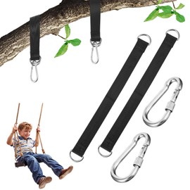 HJZHII Set of 2 Swing Attachments, 50 cm x 25 mm Hammock Attachment with 2 Heavy Duty Carabiners for Tree Swing Suspension Hanging Chair
