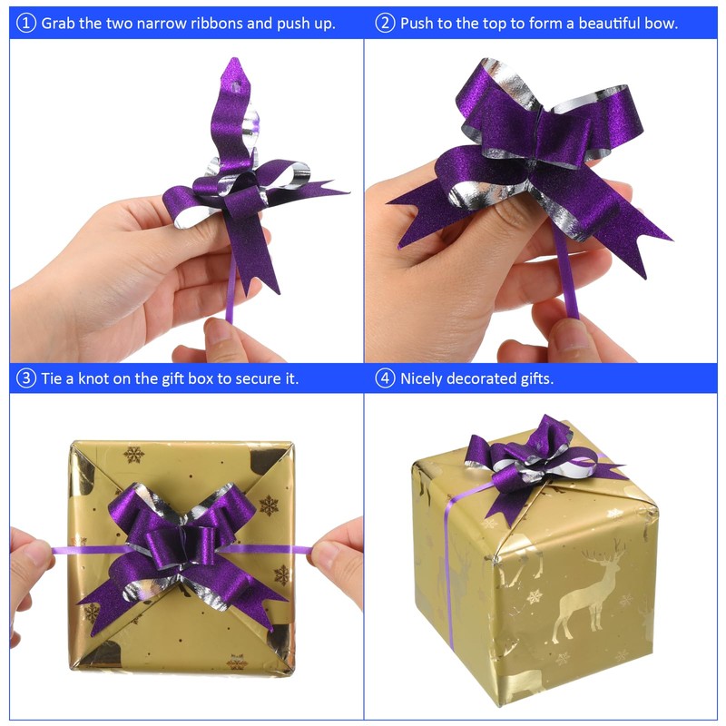 M METERXITY 100 Pack Pull Bows - Gold Thread Style