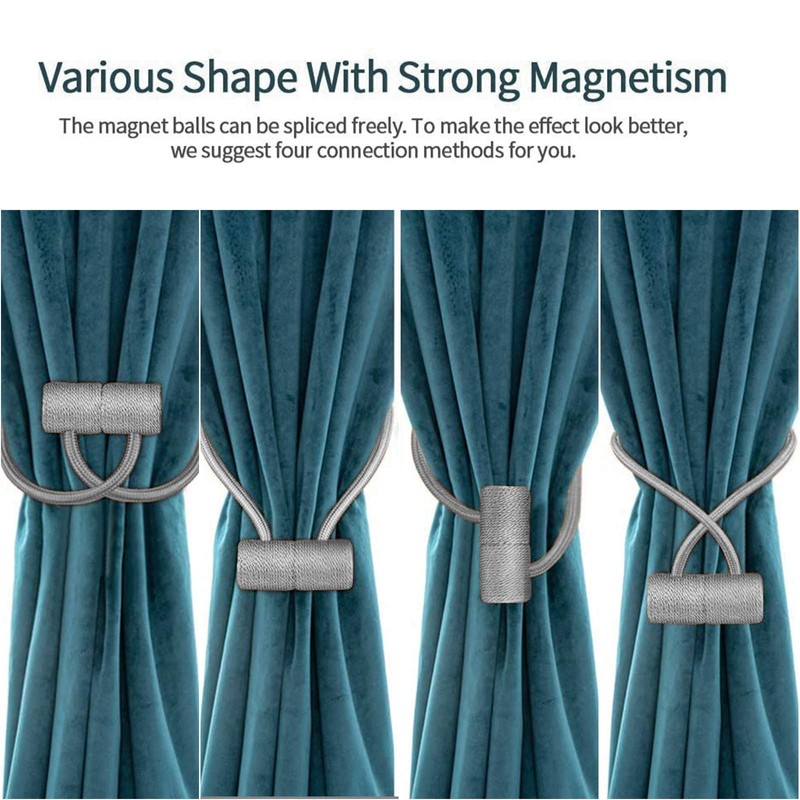 Magnetic Curtain Tiebacks Black Pack of 2, Curtain Tiebacks Buckles