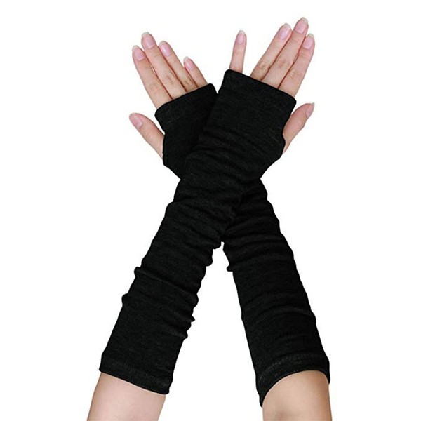 Fingerless Elastic Stretch Armsleeve Winter Warmer Cotton Long Arm Sleeve