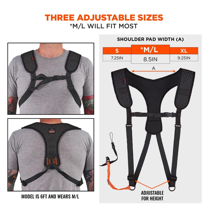 Ergodyne Squids 3142 Padded Shoulder Barcode Scanner Harness with Attachment