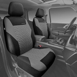 CAR PASS Car Seat Covers Full Sets, Front & Split Rear Bench for Car, 3D Tyre Embossed Automotive Interior Covers, Airbag Compatible, Quick Setup Universal Fit Seat Covers for Car, SUV(Black Gray)