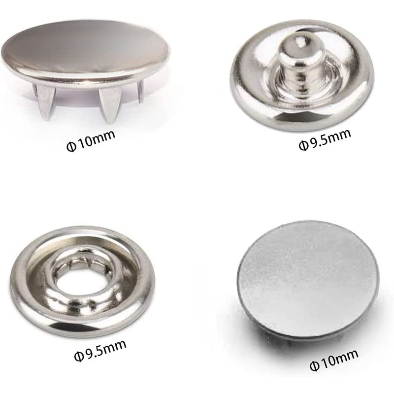 50 Sets 10mm Metal Snaps Stainless Steel Buttons for Sewing