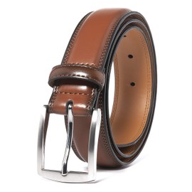 Fabio Valenti Genuine Leather Dress Belts For Men - Mens Belt For Suits, Jeans, Uniform With Single Prong Buckle (50, Brown)