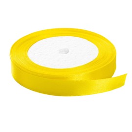 Solid Color Satin Ribbon, Kissbuty 1/2 Inch 25 Yards Gift Wrapping Ribbons Single-Sided Fabric Ribbon Embellish Ribbon Silk Ribbon Roll for Bows Crafts Gifts Party Wedding (Yellow)