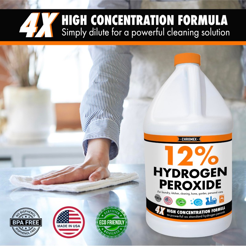 Chromex Hydrogen Peroxide 12 Percent Food Grade, 4x Power Concentrated