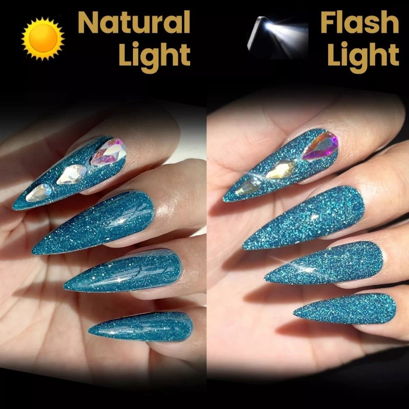 SHINETOUE Esmalte Uñas Gel Diamante Reflectante Brillante Purpurina