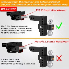 LOCAME Adjustable Trailer Hitch 2-Inch Receiver 6-Inch Drop/Rise Tow Hitch Heavy Duty