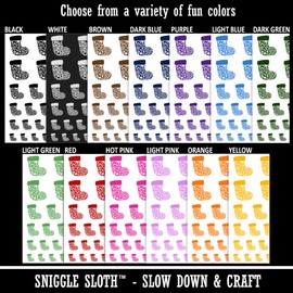 Christmas Holiday Stocking with Stars and Snowflakes Temporary Tattoo Water Resistant Fake Body Art Set Collection - Brown (One Sheet)