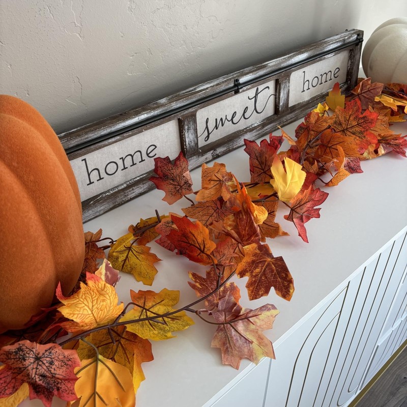 CQURE 3 Pack Fall Leaf Garland, Hanging Fall Vines Autumn