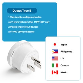 Ziissup UK to US Plug Adapter, Type B International Power Adaptor Compatible with Plugs from Europe, India and Other Countries 3-Packs