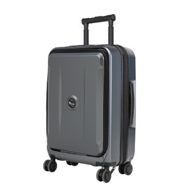 PC Hardside Carry On Luggage with Front Compartment & Spinner Wheels & Built-in TSA Lock & USB Port, Airline Approved Carry On Suitcase ，Gray, Carry-On 20-Inch