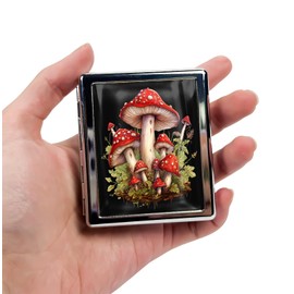 HowGuu HowGuu Travel Pill Organizer Small Pill Case for Purse Essentials 7 Days Cute Pill Box with Mirror Portable Pill Box for Pocket or Purse Pill Containe Travel Gifts (Watercolor Mushroom)