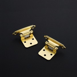 Ravinte 4 Pack 2 Pairs 1/2 inch Overlay Cabinet Hinges Gold Semi-Concealed Cupboard Hinges Face Mount Cabinet Door Hardware Self Closing Cabinet Hinges Decorative Kitchen Cabinet Hinges