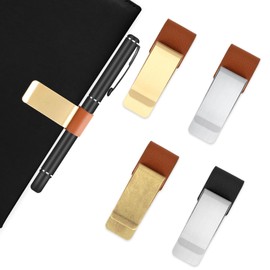Pen Loop Holder,4PCS Leather Pen Loop Metal Clip,Retro Pencil Clips Vintage Multi Purpose,Stainless Steel Pencil Holders,Journals & Diaries Sketchbook,Money,Notebook Planner Clipboard Office
