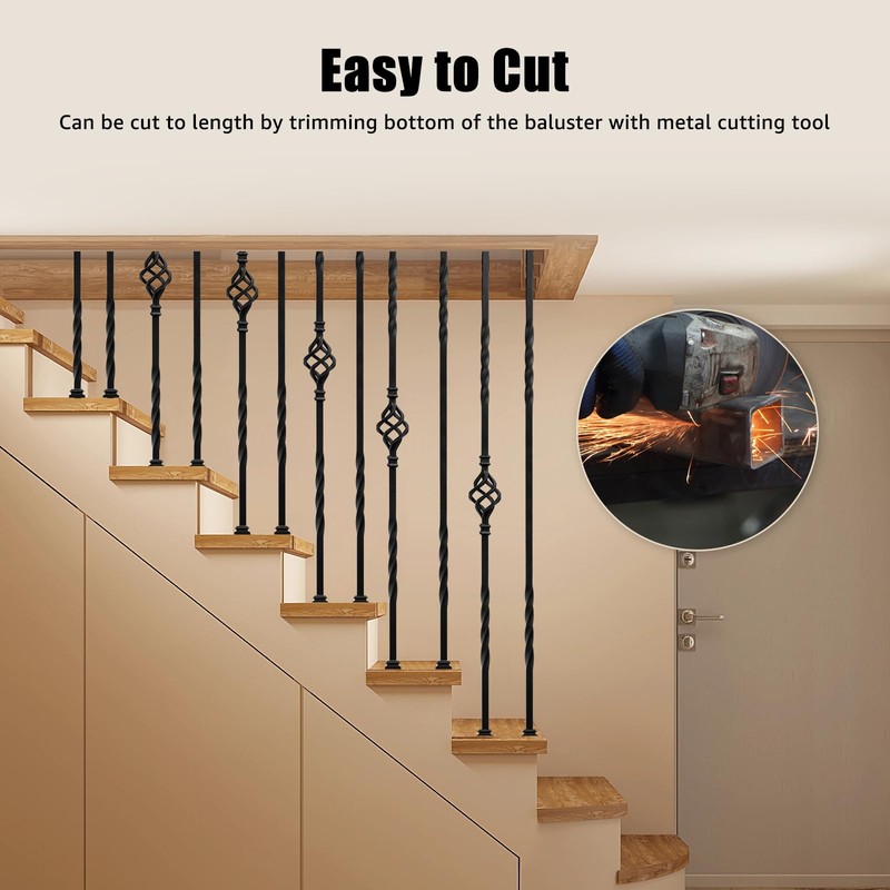 Vilstomes Wrought Iron Balusters, 10 Pack Metal Deck Spindles, 1/2"