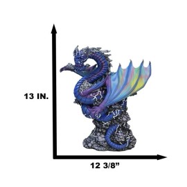 Ryvthys Air Elemental Blue Wind Rainbow Winged Dragon On Lightning Clouds Statue