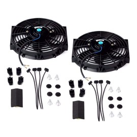 10" 12V Universal Slim Fan Push Pull Electric Radiator Cooling 800 CFM Fan Mounting Kit Black (Pack of 2)