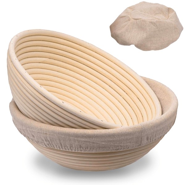 Banneton Bread Proofing Basket Set, Sourdough Starter Kit, 10 inch