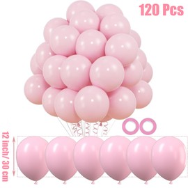 Pink Balloons 120 Pcs 12 Inch Round Latex Party Pastel Balloons for Birthday Party, Wedding, Anniversary, Bridal Shower Decorations (Pink)