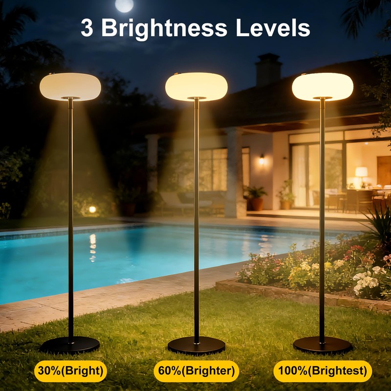 ACOHOOK Solar Outdoor Floor Lamp for Patio, Rechargeable Standing Lamp