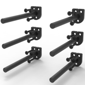 Neevolve Floating Shelf Bracket（1/4 Inch Thick 6 Pack, 8 Inch Black） Solid Steel Support, Hidden Heavy Duty Shelf Bracket, Invisible &Blind Design for Wood Shelves，Suitable for Kitchen, Study or DIY
