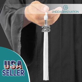 Endea Graduation Single Color Tassel with Silver Bling Charm (White, 2026)