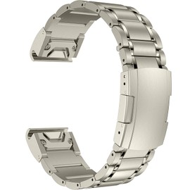 MaKTech Titanium Band for Garmin,22mm Five-Piece Metal Bracelet Strap with Quick Release Connector,Tortoise Buckle,for Garmin Fenix 8 47mm/E 47mm/7/6,Instinct 2 Smartwatch (Titanium)