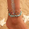 Fashband Boho Layered Anklets Turquoise Beaded Ankle Bracelets Sequins Beach
