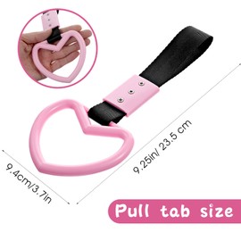 2 PCS Car Heart Hanging Accessories Drift Charm Pink Heart Handle Strap for Car Rear Bumper Warning Ring Decor Heart-Shaped Car Handle Straps Subway Bus Replace Handle Interior Exterior Decoration
