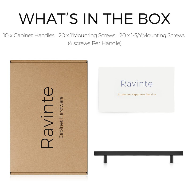 Ravinte 10 Pack 10" Square Cabinet Pulls Matte Black Stainless