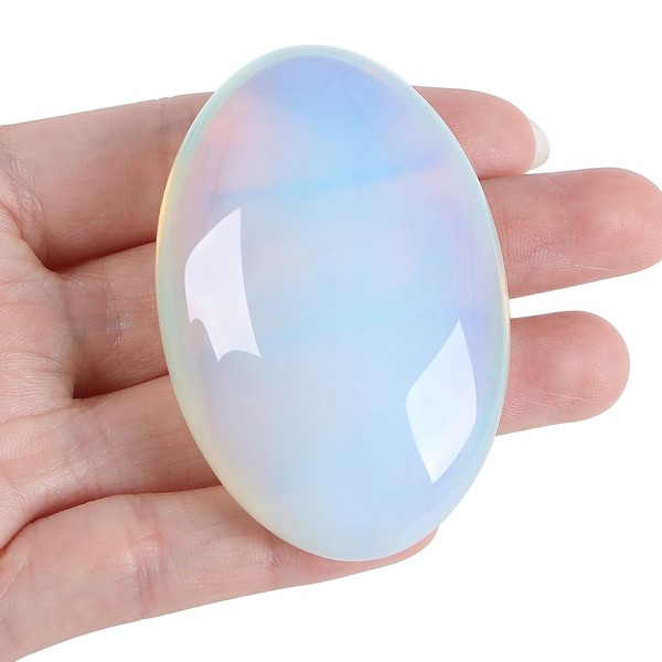 XIANNVXI 2.4 Inch Large Opal Stone Crystals Worry Stones Gemstones Natural Polished Oval Palm Bag Stone Healing Energy Stone 1 Piece