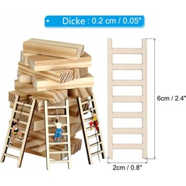 LATRAT Mini Wooden Ladders, DIY Micro Landscape Decor, High Quality, Wooden Ladder, 7 Rungs, 2.2 x 6 cm, Pack of 10