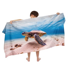 Ulticool Turtle Sea Underwater Towel - Child Girl Boy - Quick Drying Microfibre Bath Towel - 140 x 70 cm - Travel Fitness Gym Sports Spa Yoga - Blue