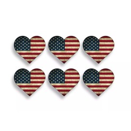 Real Sticky Mini Rustic American Flag Heart Stickers USA Car Graphic Phone Cup Laptop Helmet