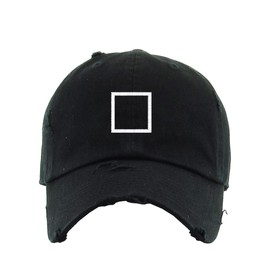 Square Korean Letter M Vintage Baseball Cap Embroidered Cotton Adjustable Distressed Dad Hat Black