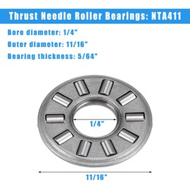 4 Sets NTA411+2TRA, Thrust Needle Roller Bearings with Two Washers, ID 1/4", OD 11/16"
