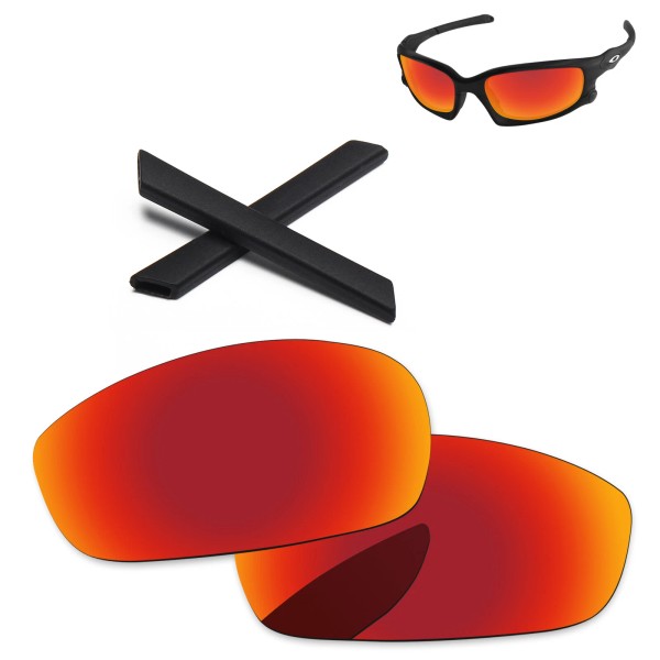 Oakley Lenslog Fire Red Polarized Replacement Lenses For-Oakley Split Jacket