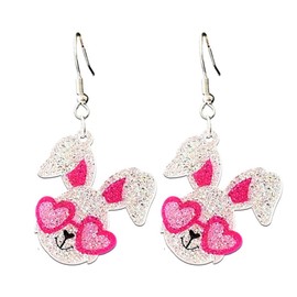 Pingyongchang Easter Rabbit Cross Mushroom Glitter Acrylic Earrings for Women Cute Funny Bunny Dangle Drop Earrings Happy Easter Holiday Jewelry Gift-Rabbit A