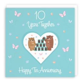 Hunts England - 10th Anniversary Card For Him Or Her - 10 Years - Tin Anniversary - Romantic Meadows - Fun Card - Tenth Anniversary Card For Couples, Boyfriend, Girlfriend, Husband, Wife, etc.
