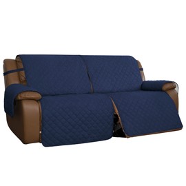 Easy-Going Oversized Loveseat Recliner Cover, Reversible Couch Cover for Double Recliner, Split Sofa Cover for Each Seat with Elastic Straps for Dogs, Pets(Oversized 2 Seater, Navy/Ivory)