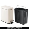 mDesign Small Modern 1.3 Gallon Rectangle Metal Lidded Step Trash