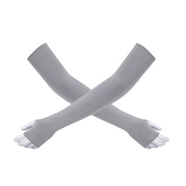 Trifong Arm Cover, Cooling Sensation, UV Protection, Finger Hole, Long, Fashionable, For Summer, UV Arm Sleeve, Sunburn Protection, Arm, Sports, Racing, Cycling, Fishing, Work, Men's, Women's, gray