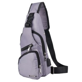 JUMO CYLY Mens Sling Bag, Leather Sling Bag with USB Charging Port Waterproof HikingTravel Body Chest Crossbody Bag Casual Daypack Backpack