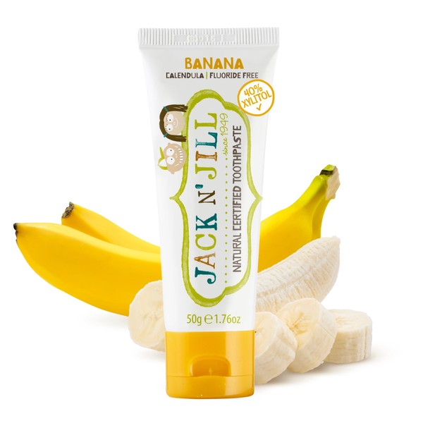 Jack N' Jill Natural Children's Toothpaste, Organic Banana, Fluoride Free,