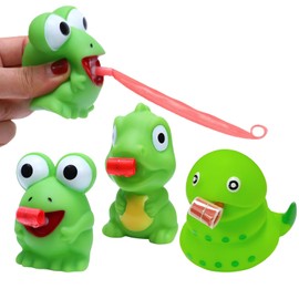 3 Animal Toys for Children, Squeeze Toy, Frog Squeeze Toy, Dinosaur Kids Toy, Tongue Pop Toy